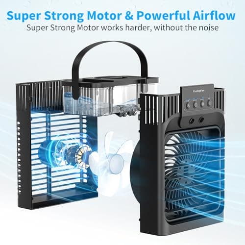 Portable Air Conditioners,4-in-1 Evaporative Air Cooler with 3 Speeds, 3 Modes & 7 LED Light Cooling Fan with Remote, 2-8H Timer, 1200ML Personal Mini Air Conditioner for Bedroom and Office 6
