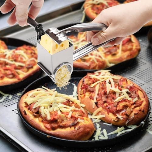 BAKBRAND Rotary Cheese Grater Stainless Steel Handheld Rotating Grater Multipurpose Cheese Cutter with 1 Drum for Grating Cheese Vegetables 6