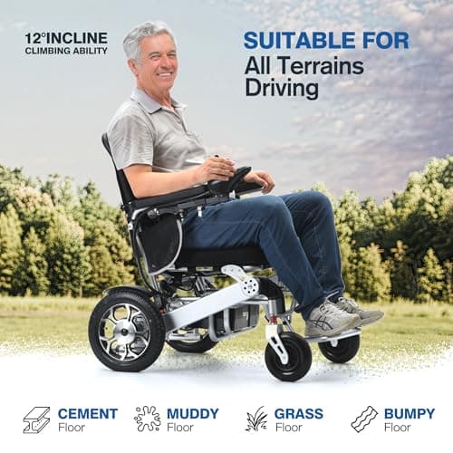 Electric Wheelchair for Adults, Lightweight Foldable Power Wheelchair with Lithium Battery, All Terrain Portable Motorized Wheelchair for Seniors, 15 Miles Long Travel Range, Supports Up to 330 lbs 5