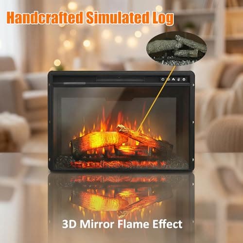 Oxhark Flame 26 Inches Electric Fireplace Inserts, 1500W Wall Recessed with Remote Control, Timer, 6 Brightness and 5 Speeds, Overheating Protection, Fireplace Heater for Indoor Use 5