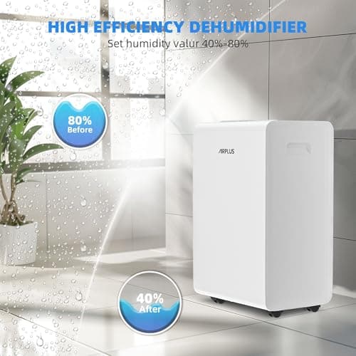 AIRPLUS 3,500 Sq.Ft 50 Pint Dehumidifier for Basements, (4 Smart Modes) Quiet Dehumidifiers for Bedroom & Home with Drain Hose, Auto Shut Off/24 Hr Timer/0.66 Gallon Water Tank 5