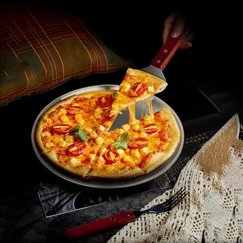 tchrules 12 Inch Pizza Pan Set of 8, Stainless Steel Pizza Tray, Round Non-Stick Coating Pizza Plate for Oven Kitchen Baking Home Restaurant, Dishwasher Safe （Silver） 5