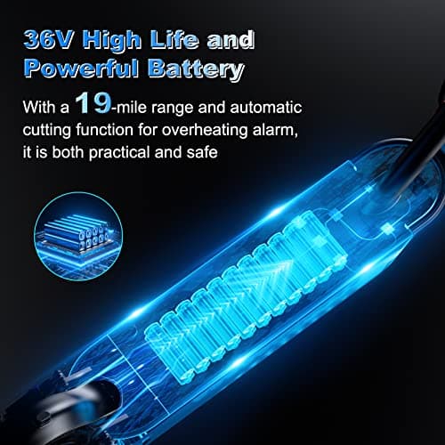 Roinside Electric Scooter Adults - 8.5" Solid Tires/350W Motor, 19 MPH Digital Display, Up to 21 Miles Long-Range Commuting Folding E-Scooter with Dual Braking System and App Control 6