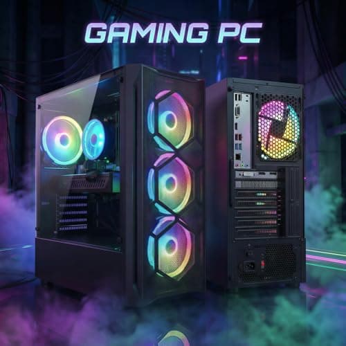 STGAubron Gaming PC Desktop Computer, Intel Core i7 up to 3.9GHz, Radeon RX 580 8G, 16G RAM, 512G SSD, WiFi 6, BT 5.0, RGB Fan x4, Windows 11 Home 3