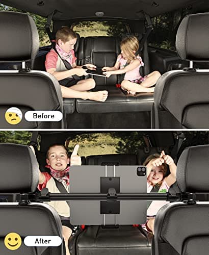 Tryone Car Tablet Holder Mount for iPad: Headrest Tablet Stand for Car Back Seat Compatible with iPad Pro Air Mini | Galaxy Tab | Kindle Fire HD | Switch OLED or Other 4.7-16.1" Devices 7