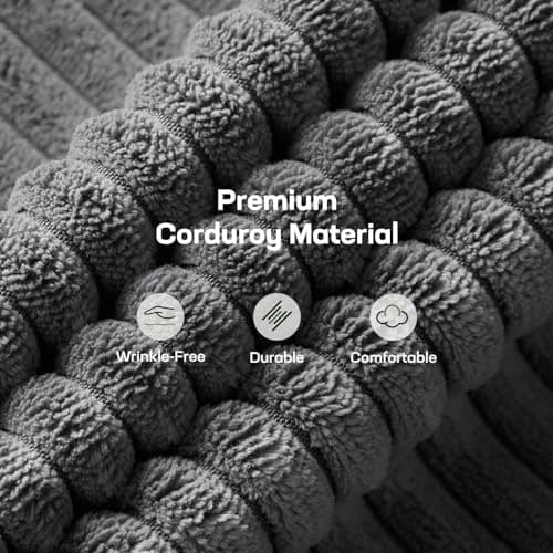 Pipishell Futon Sofa Bed, 66 Inch Corduroy Futon Couch Convertible with Adjustable Backrest and Armrests, Recliner Sleeper Sofa for Small Spaces, Living Room, Office, Guest Room (Grey, 66 Inch) 9