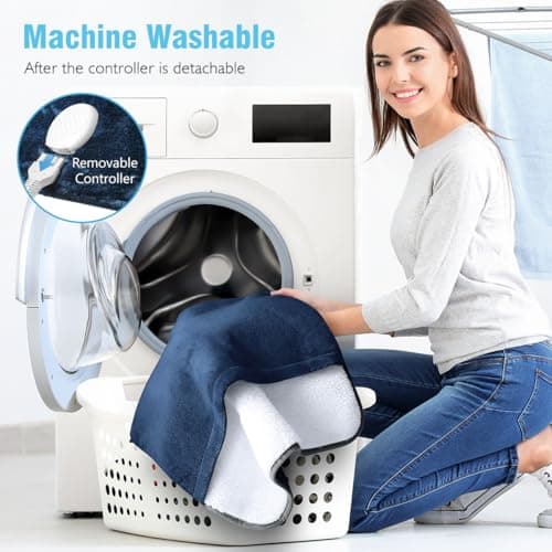 Foot Warmer Electric, Heating Pad King Size Ultra Soft Flannel, Extra Large for Bed, Abdomen, Feet, Back, Cramp, Office/Home Under Desk, 10ft Cord, Auto Off, 22" x 20" - Blue 5