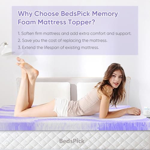 BedsPick Mattress Topper Twin XL - College Dorm 2 inch Gel Infused Memory Foam XL Twin Mattress Toppers,Soft Foam Pad Toppers for Pressure Relief,CertiPUR Certified,Twin XL Size 7