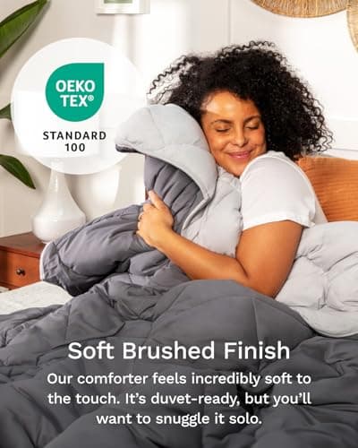 ViscoSoft Twin/Twin XL Microfiber All Seasons Down Alternative Quilted Comforter - Cooling Breathable Premium Soft Reversible Microfiber Duvet Blanket, Light Gray/Dark Gray 4