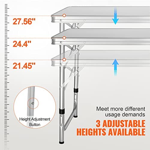 VEVOR Camping Kitchen Station, 3 Adjustable Height Folding Outdoor Camp Cooking Table with Storage Organizer, Quick Set-up for Patio BBQ Picnic Glamping Traveling 7