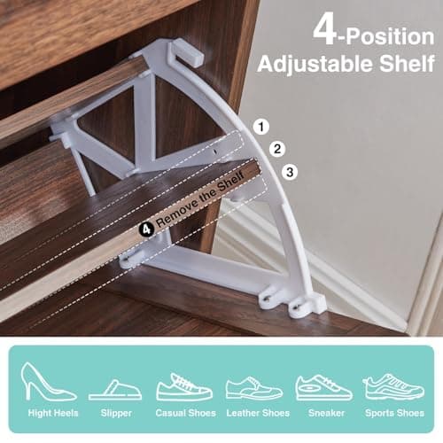 Barnyatoh Shoe Storage Cabinet,Farmhouse Shoe Organizer with 2 Flip Drawers & Barn Door Design,Freestanding Hidden Slim Narrow Shoe Rack Cabinet for Entryway,Foyer,Hallway,Walnut 5