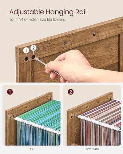 VASAGLE File Cabinet, Filing Cabinet with 3 Drawers, Printer Stand, Fit A4, Letter Size, Hanging File Folders, Modern Farmhouse Style, for Home Office, Honey Brown UOFC054T41 5