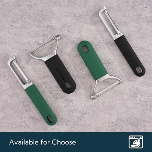 KITCHENDAO Swivel Vegetable Potato Peeler for Kitchen, Japanese Stainless Steel Sharp Blade, Heavy Duty Die-cast Construction Y Peeler, Built-in Eye Remover, Soft-touch Handle, Dishwasher Safe, Green 6