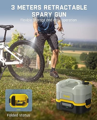 Fanttik NB8 Nano Portable Cordless Electric Sprayer w/2.1Gal Tank, Retractable Spray Head, 2600mAh Lithium Battery, IPX5, 72-98PSI, Portable Pressure Washer for Garden, Camping Shower and Pet Cleaning 6