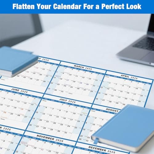 24" x 36" 2026 Wall Calendar, Folded Wet & Dry Erase Wall Calendar 12 Month, Yearly Laminated Annual Calendar 2026, Reversible Wall Calendars, Horizontal/Vertical Wall Planner, with Julian Dates 8