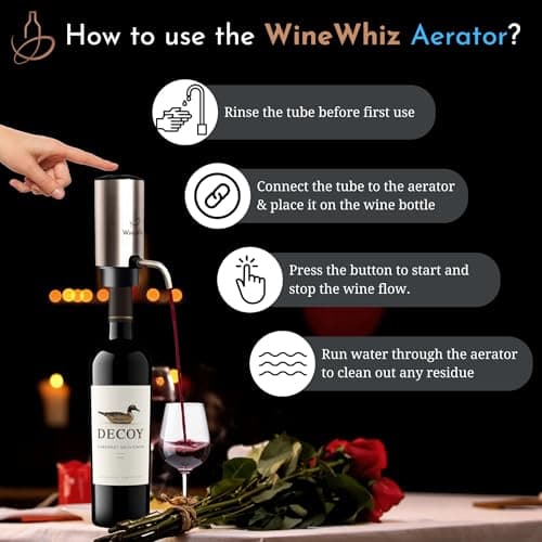 Electric Wine Aerator & Opener Set with Accessories, Rechargeable Automatic Corkscrew, Aerator, Dispenser, Foil Cutter Tool, Stopper, Wine Lovers Gift for Housewarming, Birthday, Registry, Anniversary 9