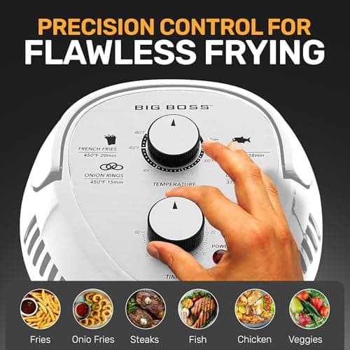 Big Boss Air Fryer Oil Less Air Fryer Super Sized 16 Quart 1300W Large Air Fryer Oven, Infrared Convection Healthy Meal Electric Cooker Operation with Timer, Dishwasher Safe & 50+ Recipe Book-Graphite 7