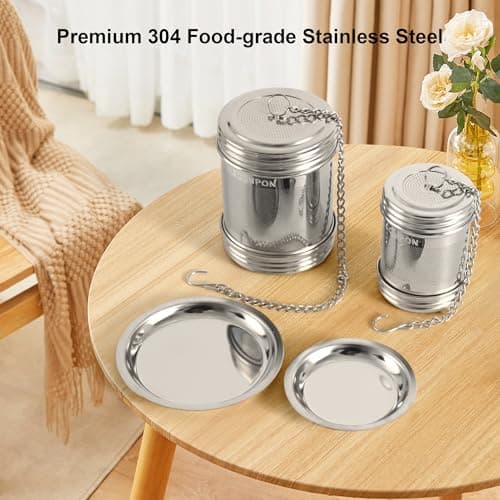 ECONPON 2 Pack Reusable Tea Steeper Extra Fine Mesh Tea Infuser Stainless Steel Tea Strainer for Loose Leaf Tea 5