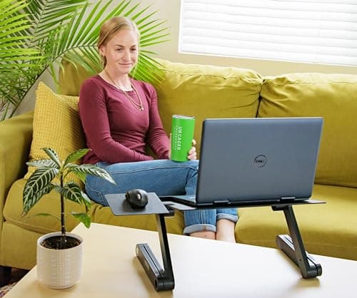 WorkEZ Adjustable Laptop Stand for Desk, Portable Laptop Stand Adjustable Height, Foldable Cooling Computer Holder Riser for Desk, Black 5