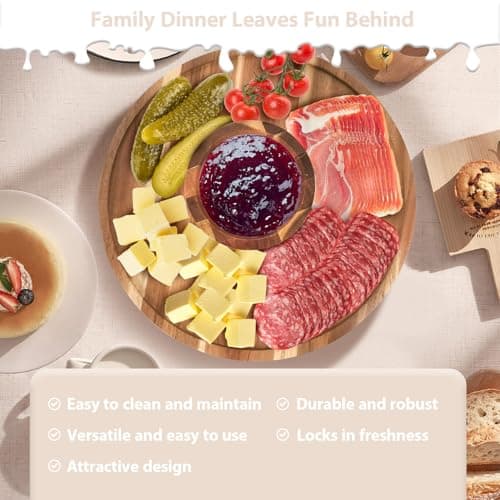 Acacia Wood Cake Stand with Lid - 12in Cake Stand with Dome,2 in 1 Charcuterie Board for Cheese, Chips, Fruit Platter, Large Acrylic Cake Dome Cover 5