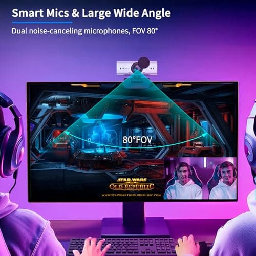 UHD Ultra 4K Webcam for PC, PDAF Autofocus, Privacy Cover, Dual Noise-Canceling Mics, Auto Light Correction, USB Plug&Play Web Cams, Type-C Adapter, Remote Control, Computer Camera for Live Streaming 5