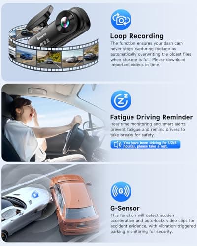 SARMERT 4K 3 Channel Dash Cam, Dash Cam Front and Rear C3, Free 64GB Card, 4K+1080P+1080P Dashcam, G-Sensor, WDR, APP, 5G WiFi, Night Vision, 24H Parking Monitor 7