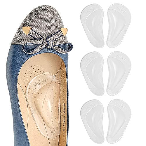 Dr. Foot's Arch Support Shoe Insoles for Flat Feet, Gel Arch Inserts for Plantar Fasciitis, Adhesive Arch Pad for Relieve Pressure and Feet Pain- 3 Pairs (Clear, 3 Count (Pack of 1))