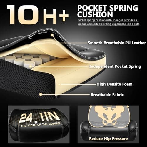 600LBS Large Heavy Duty Office Chair with 5D Flip Arms,Comfy Big and Tall Executive Office Desk Chair with Pocket Spring Cushion,High Back Computer Chair with Lumbar Support,Dual Rubber Wheel 6