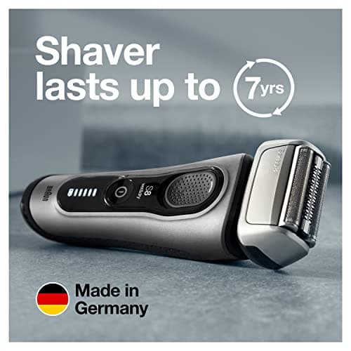Braun Electric Razor for Men, Series 8 8457cc Electric Foil Shaver with Precision Beard Trimmer, Cleaning & Charging SmartCare Center, Galvano Silver 8