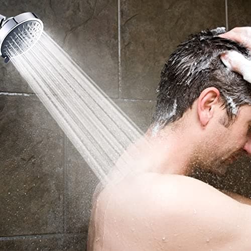 Aisoso Shower Head High Pressure Rain Fixed Showerhead 5-Setting with Adjustable Metal Swivel Ball Joint - Relaxed Shower Experience Even at Low Water Flow & Pressure 6