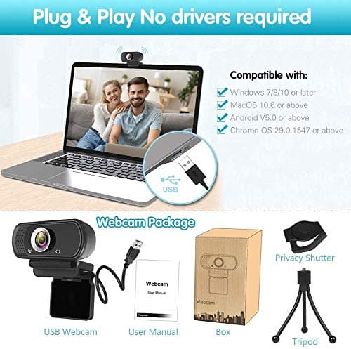 Webcam HD 1080p ,Live Streaming HD Camera with Stereo Microphone, PC Desktop or Laptop USB Webcam with 110 Degree View Angle, for Switch 2,Video Calling, Recording, Conferencing, Streaming, Gaming 7