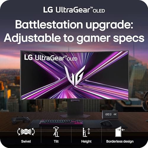 LG 45GX950A-B 45-inch Ultragear 5K2K WUHD (5120 x 2160) OLED Curved Gaming Monitor, Dual-Mode, 165Hz, 0.03ms, NVIDIA G-Sync, AMD FreeSync Premium Pro, HDR True Black 400, USB Type-C 90W, DP2.1 13