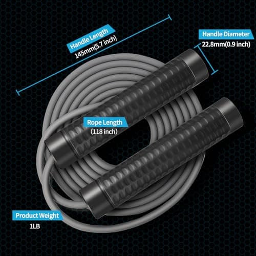 Weighted Jump Rope for Men，Women and kids(1LB), Jump Ropes for Fitness, Speed Skipping Rope, Gym,Indoor/Outdoor - Fitness, Workout, Boxing,crossfit (Black) 6