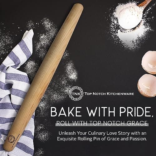 Top Notch Kitchenware | Sugar Maple French Style Rolling Pin | Tapered Solid Wood Design | Perfect for Baking Enthusiasts | Dough Roller | USA Made 2