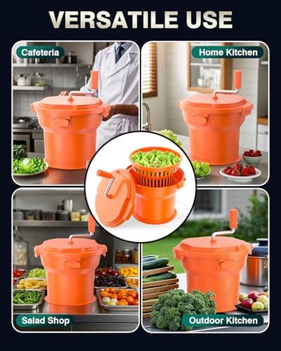 PYY Commercial Salad Spinner - 2.5 Gallon Salad Dryer w/Silicone Anti-slip Mat & Draining Hose, 10Qt Manual Salad Spinner for 3 Heads of Lettuce Spinner Large for Catering 8