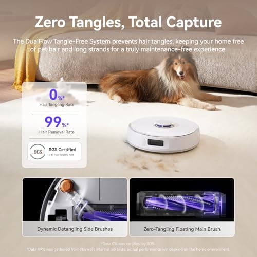 NARWAL Freo X10 Pro Robot Vacuum and Mop Combo, 11,000Pa Suction, DualFlow Tangle-Free System, MopExtend Edge Cleaning, Self-Emptying, Auto Mop Wash & Dry, LiDAR Navigation, for Pet Hair & Hard Floors 7