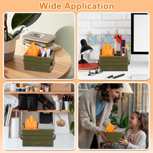 Dalycro Dumpster Fire Pencil Holder Fun Desk Accessories with Removable Flame Light Touch Dimming Mode & USB Charging Port Perfect Pen Holder for Desk, Funny Gift for Coworkers 6