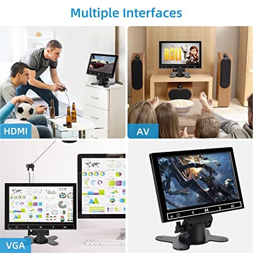 AISHICHEN 7 Inch Small Monitor, Raspberry Pi Screen Built-in Speakers, Mini Display 1024 x 600, 60 Hz, 5ms, IPS Screen Display w/Remote Control, HDMI VGA AV BNC Input, Computer PC Monitor 6