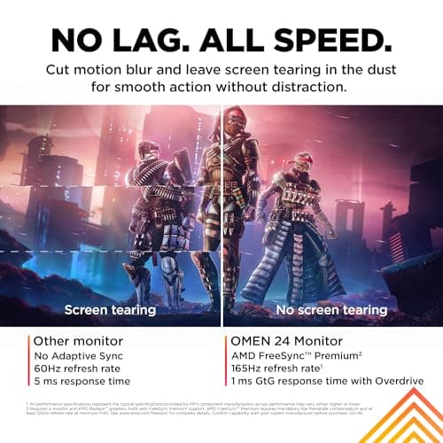 HP OMEN 23.8" FHD 165Hz Gaming Monitor, FHD Display (1920 x 1080), IPS panel, 99% sRGB, 90% DCI-P3, 16:9, AMD FreeSync Premium Technology, 24 (2023),Black 8