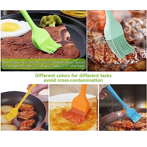 Silicone Basting Pastry Brush - Cooking Brush for Oil Sauce Butter Marinades, Food Brushes for BBQ Grill Kitchen Baking, Baster Brushes Baste Pastries Cakes Meat Desserts, Food Grade, Dishwasher Safe 6