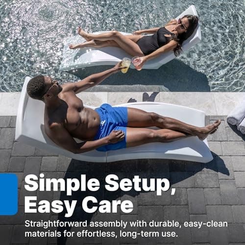 Step2 Vero Pool Lounger, Fade-Resistant, Waterproof Patio Furniture, Pool Lounge Chair for Sun Shelf, Use in Pools with Shelves Up to 12-Inches Deep or Outside Pool Deck, Weighted, White 8