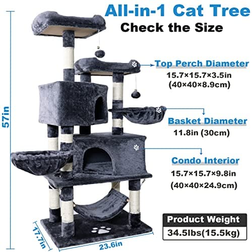 NEGTTE Cat Tree for Indoor Cats- Multi-Level Cat Tree for Big Cats -Cat Condo Big - Cat Climbing Tower-Pet Play House 7