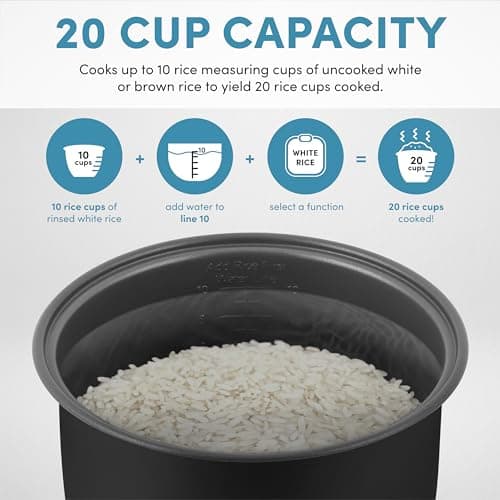 Aroma Housewares AROMA® Professional 20-Cup (Cooked) / 5Qt. Digital Rice Cooker, Steamer, and Slow Cooker Pot with 10 Smart Cooking Modes, Including Sauté-then-Simmer® 5