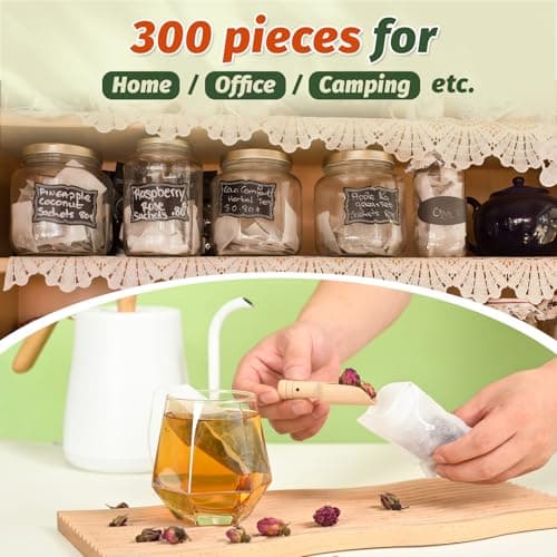300Pcs Disposable Tea Bags for Loose Leaf Tea, Empty Tea Filter Bags with Cotton Drawstring, Fillable Tea Infuser Sachets for Loose Tea, Coffee, Herb, Spice and More (3.54"x 2.75") 7