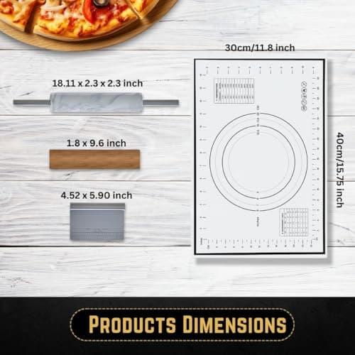 Ashadol Emarket Marble Rolling Pin Set for Baking - Includes Silicone Mat, Steel Scraper, and Wooden Cradle - Perfect for Bread, Cookies, Pizza - Ideal Gift for Bakers 6