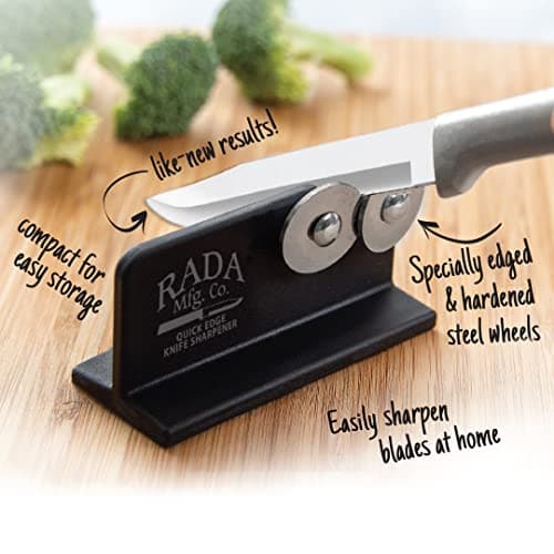Rada Cutlery Quick Edge Knife Sharpener (R119), 3.5" x 2", Stainless Steel Wheels 6
