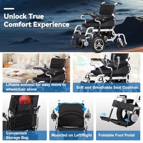 Electric Wheelchairs for Adults,16" Big Front Wheel All Terrain Wheelchairs,Lightweight Folding Motorized Wheelchairs for Seniors,Portable Intelligent Power Wheelchair for Indoor/Outdoor Mobility 7