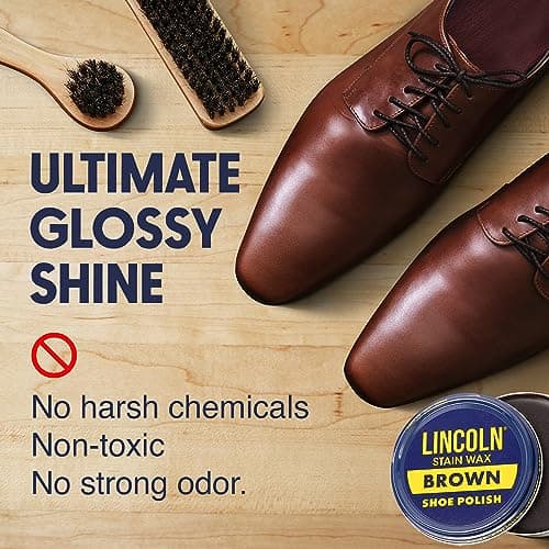 Lincoln Shoe Polish Wax - 2-1/8 oz | Made in USA Since 1925 - Light Brown 7