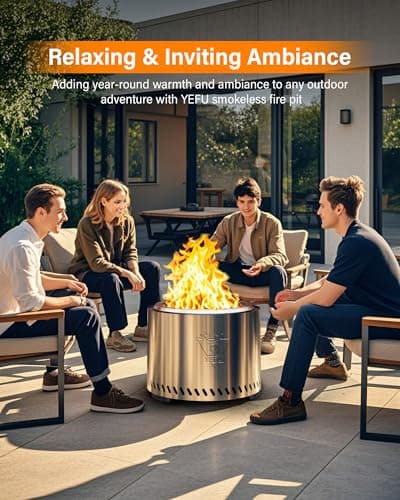 YEFU Fire Pit with Removable Ash-Pan: Smokeless Firepit 304 Stainless Steel Material - Outdoor Fire Pit Silver 19 inch - Smokeless Firepit for Outside Outdoor Patio Camping Backyard 7