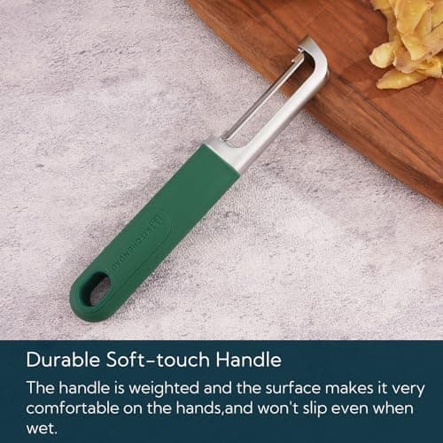 KITCHENDAO Swivel Vegetable Potato Peeler for Kitchen, Japanese Stainless Steel Sharp Blade, Heavy Duty Die-cast Construction, Built-in Eye Remover, Soft-touch Handle, Dishwasher Safe, Green 5